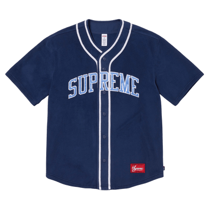Supreme Polartec Baseball Jersey 'Navy' — XXS — Front View