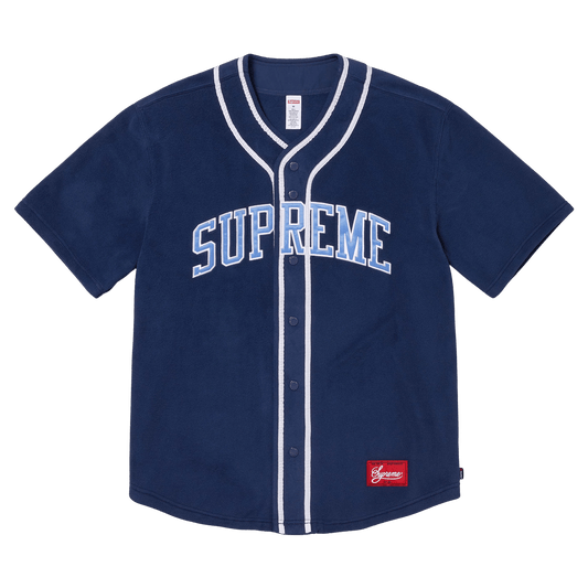 Supreme Polartec Baseball Jersey 'Navy' — XXS — Front View