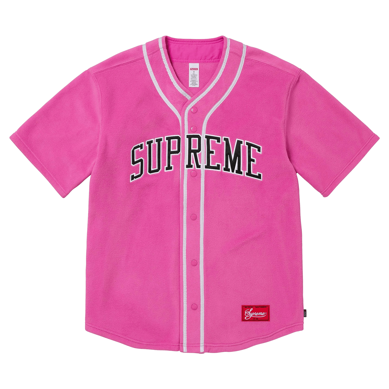 Supreme Polartec Baseball Jersey 'Pink' — XXS — Front View