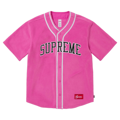 Supreme Polartec Baseball Jersey 'Pink' — XXS — Front View