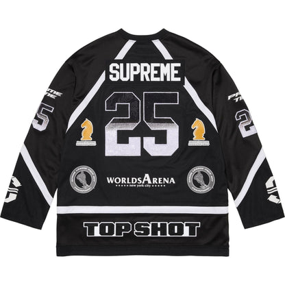 Supreme Rhinestone Hockey Jersey 'Black' — XXS — Side View