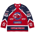 Supreme Rhinestone Hockey Jersey 'Red' — XXS — Front View