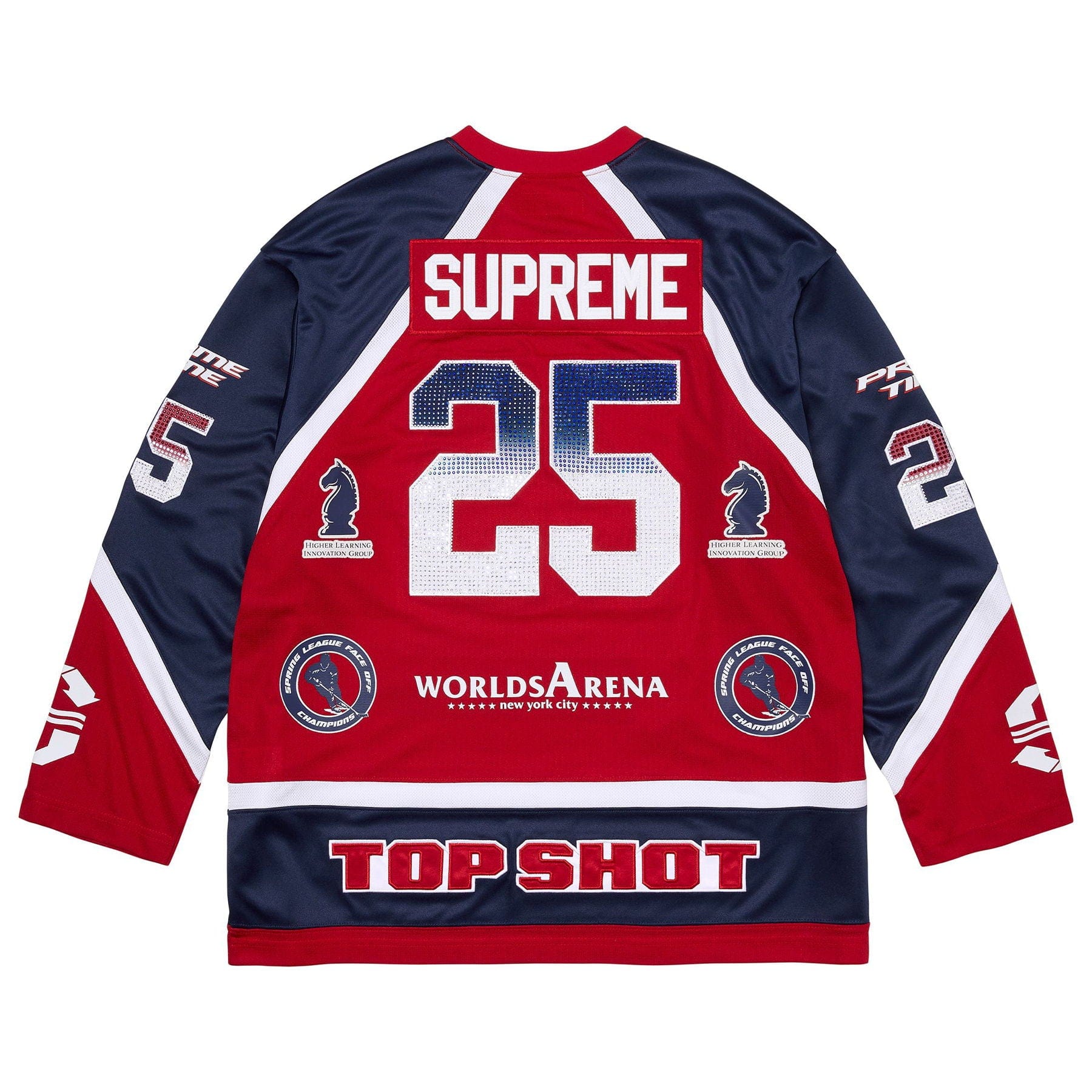 Supreme Rhinestone Hockey Jersey 'Red' — XXS — Side View