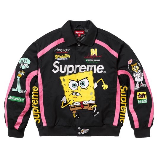 Supreme x SpongeBob SquarePants x Jeff Hamilton Racing Jacket 'Black' — XXS — Front View