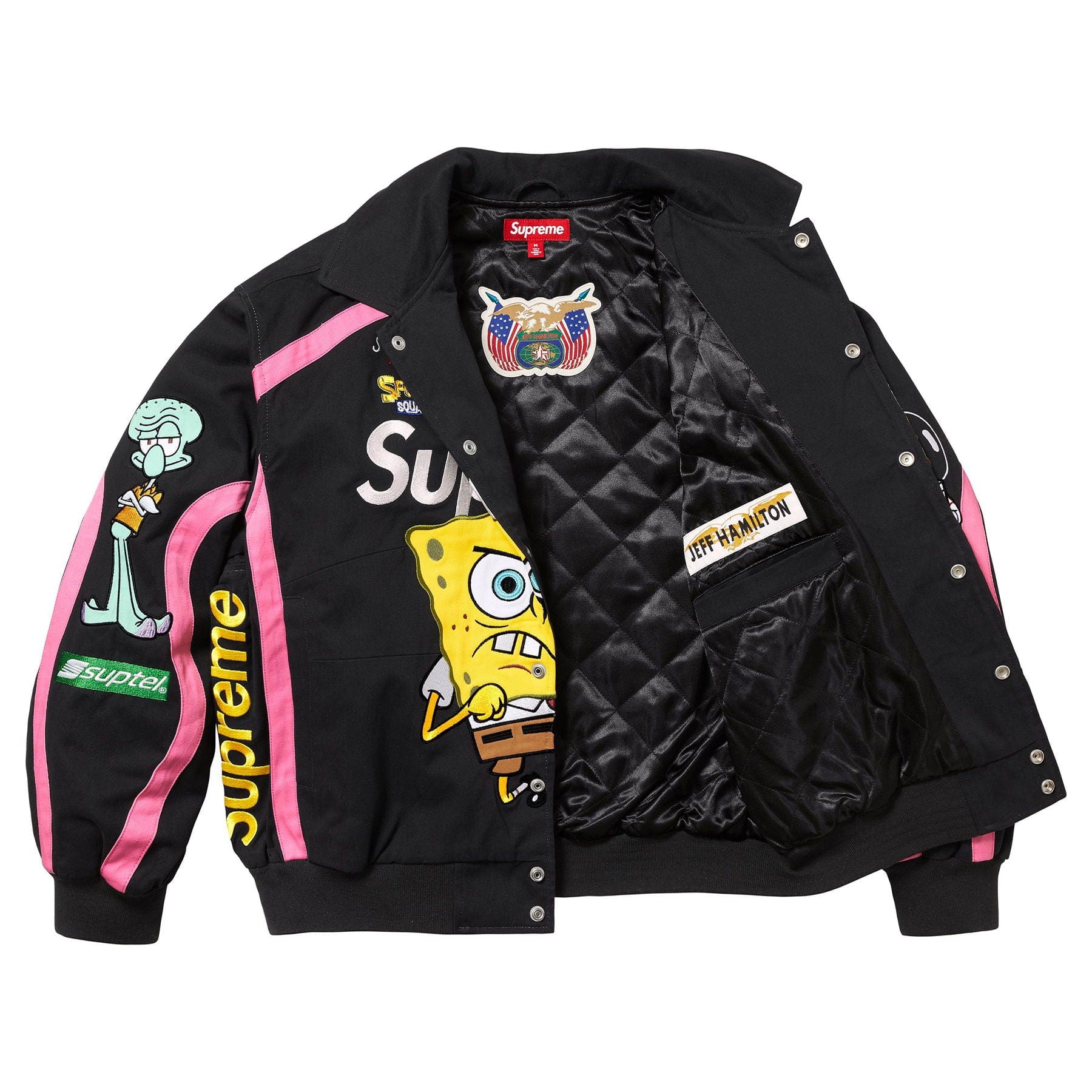 Supreme x SpongeBob SquarePants x Jeff Hamilton Racing Jacket 'Black' — XXS — Side View