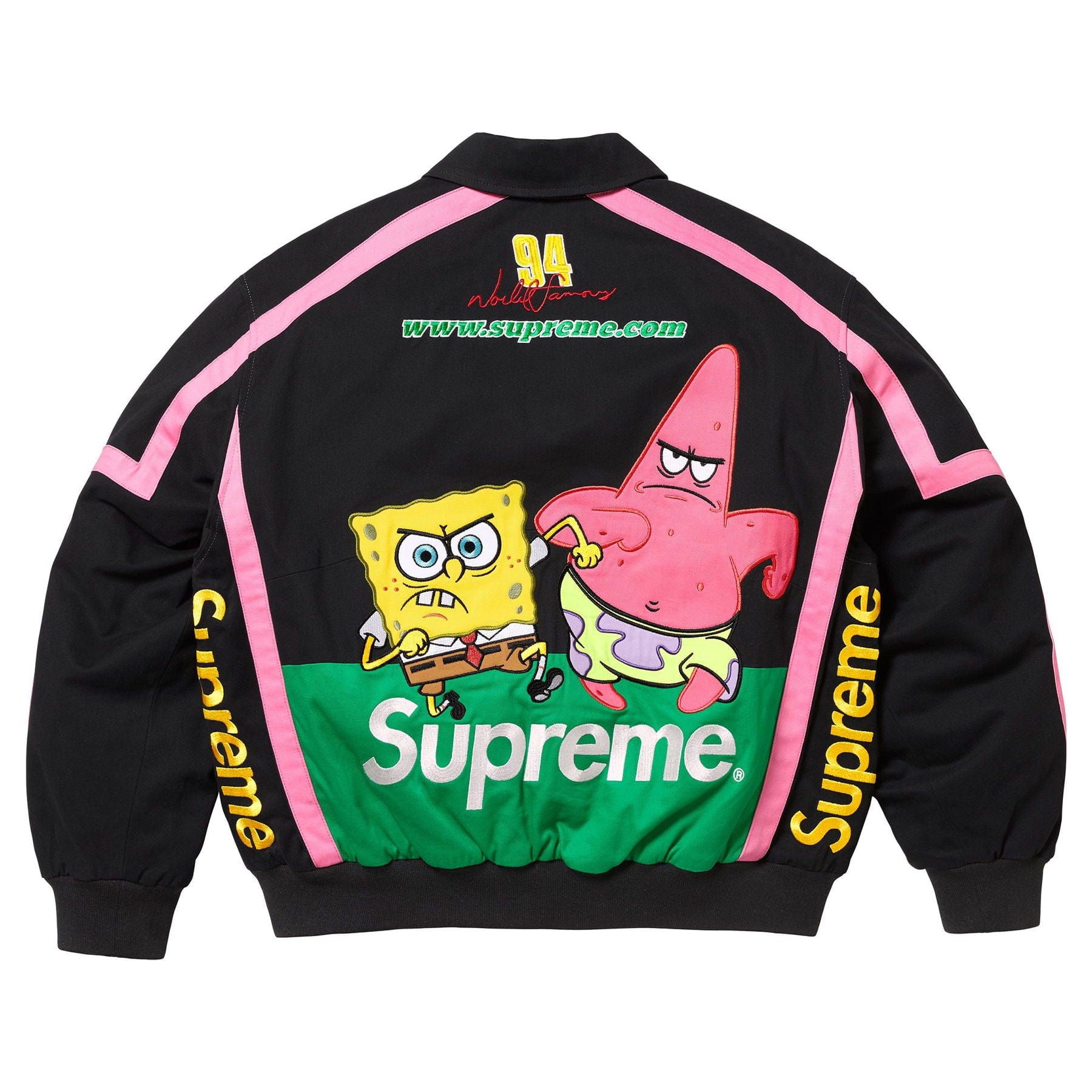 Supreme x SpongeBob SquarePants x Jeff Hamilton Racing Jacket 'Black' — XXS — Back View