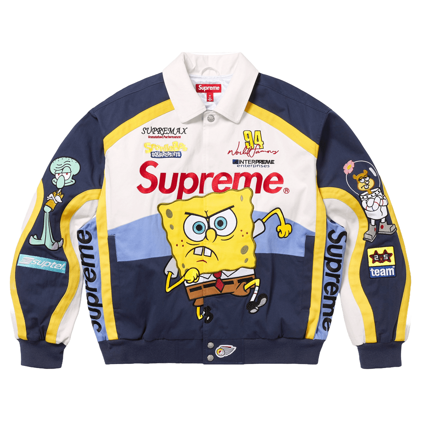 Supreme x SpongeBob SquarePants x Jeff Hamilton Racing Jacket 'White' — XXS — Front View