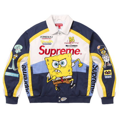 Supreme x SpongeBob SquarePants x Jeff Hamilton Racing Jacket 'White' — XXS — Front View