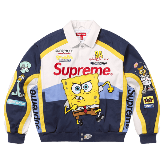 Supreme x SpongeBob SquarePants x Jeff Hamilton Racing Jacket 'White' — XXS — Front View