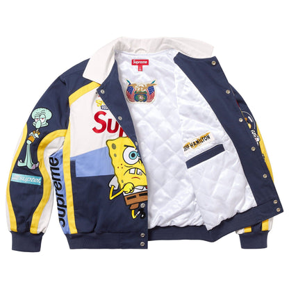 Supreme x SpongeBob SquarePants x Jeff Hamilton Racing Jacket 'White' — XXS — Back View