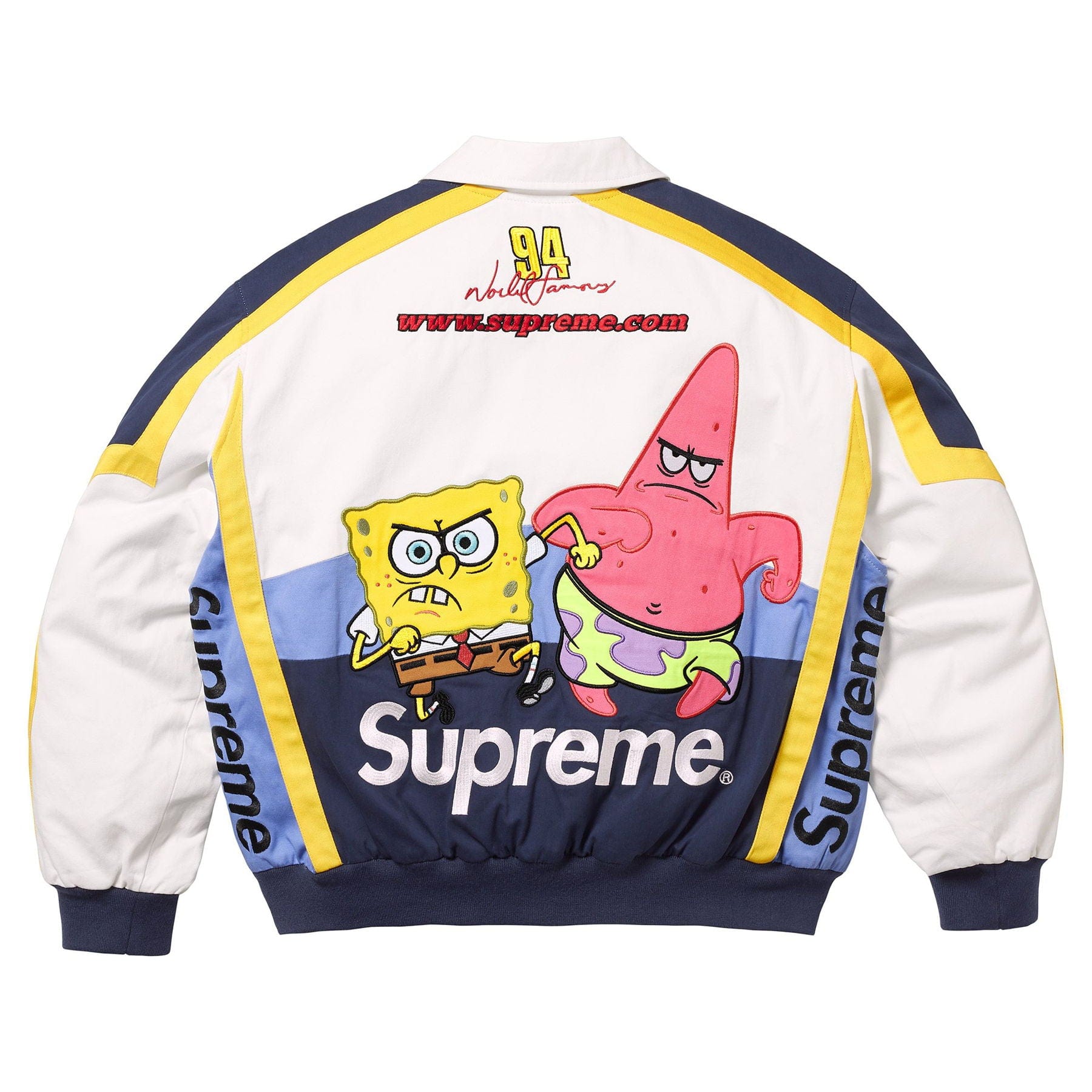 Supreme x SpongeBob SquarePants x Jeff Hamilton Racing Jacket 'White' — XXS — Side View