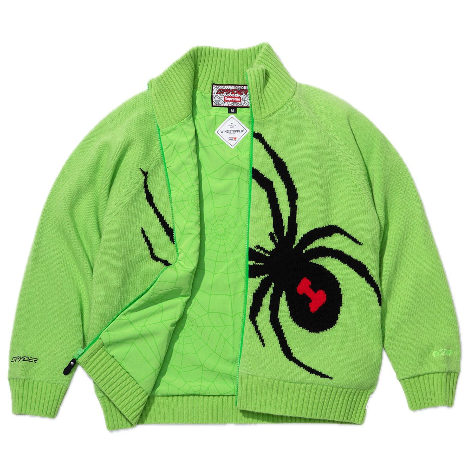 Supreme x Spyder Windstopper Zip Up Sweater 'Green' — XXS — Back View