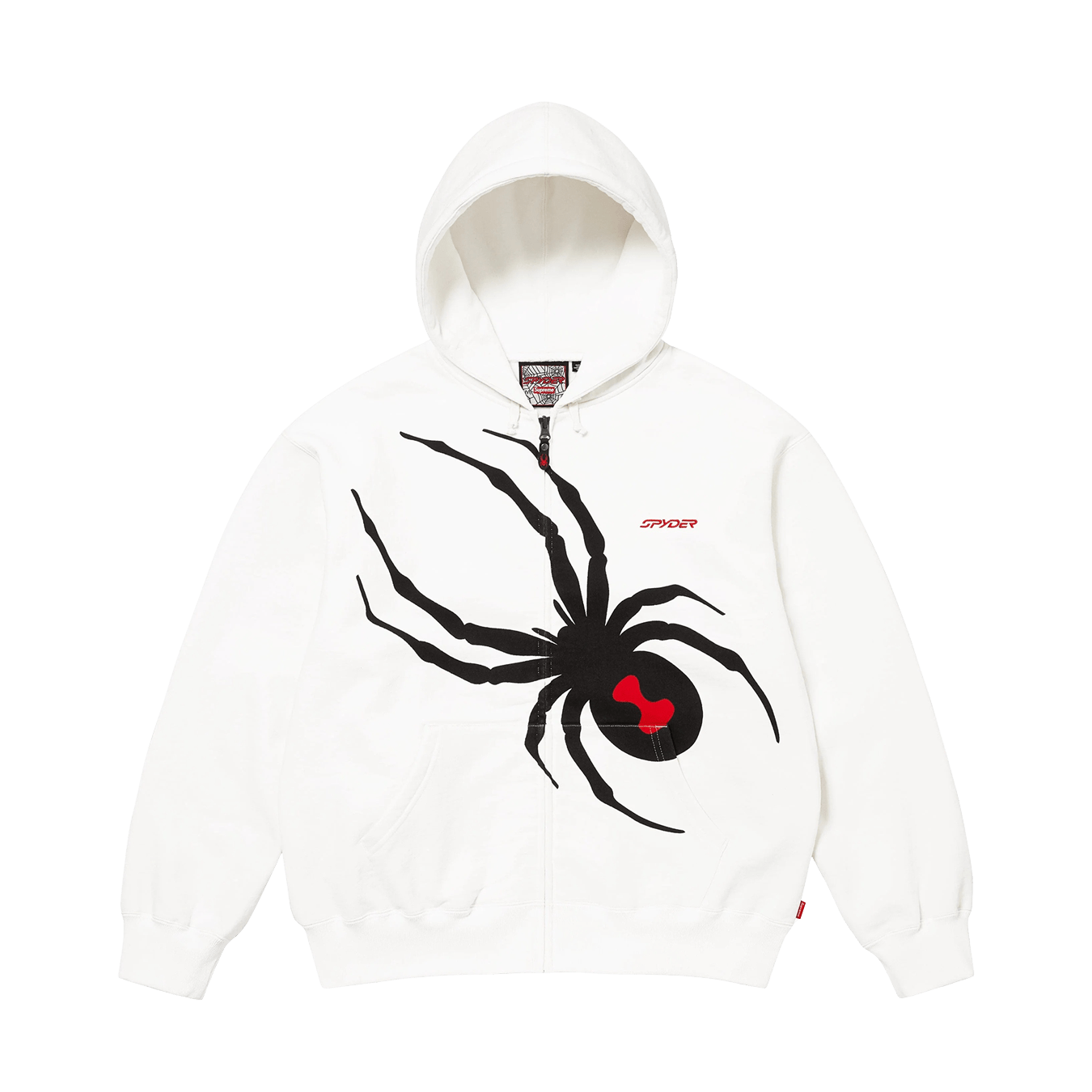 Supreme x Spyder Zip Up Hooded Sweatshirt 'White' — XXS — Front View