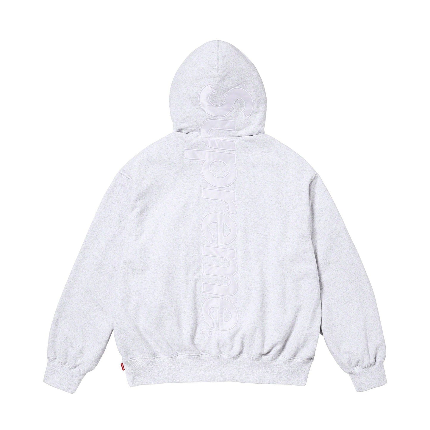 Supreme Satin Appliqué Hoodie 'Ash Grey' — XXS — Side View