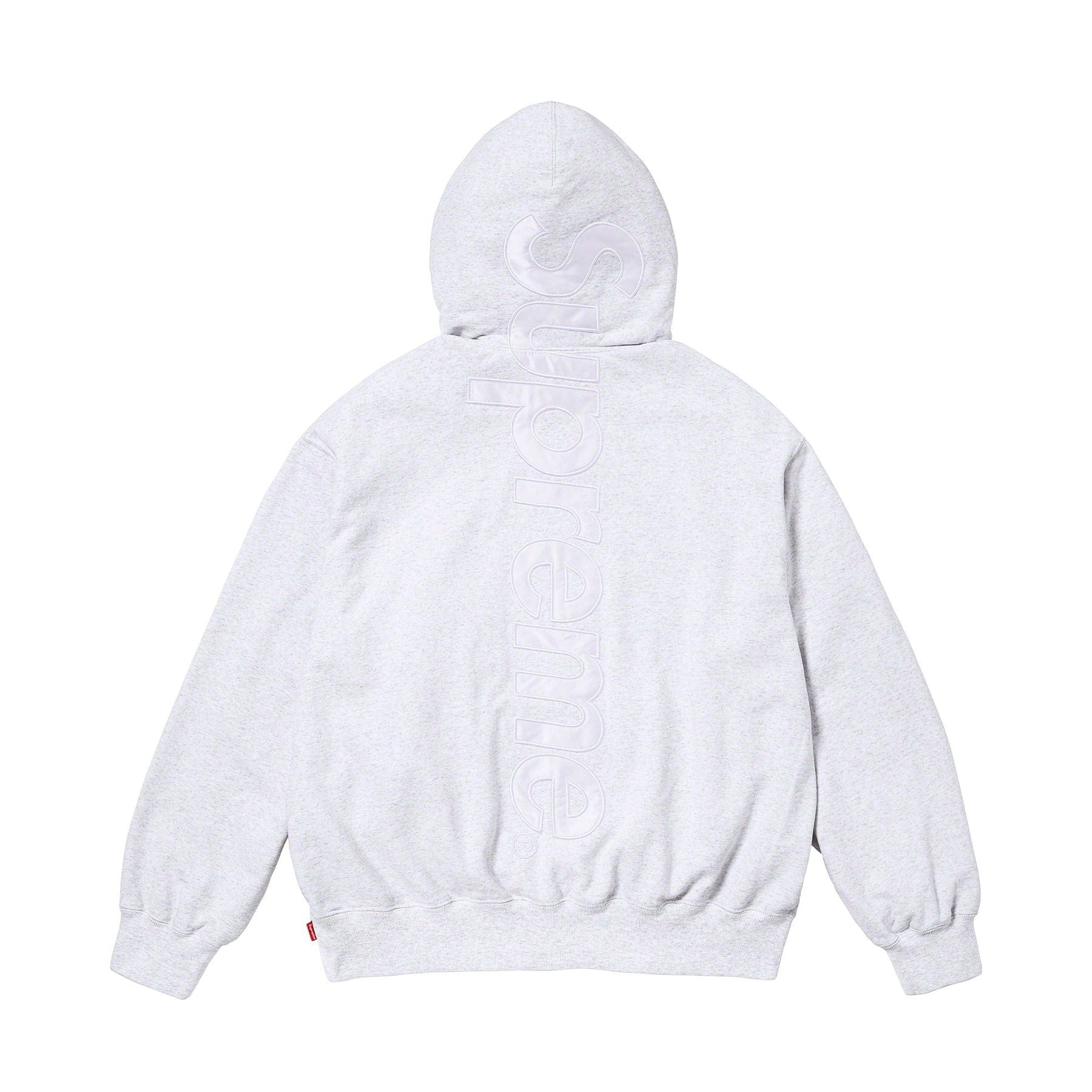 Supreme Satin Appliqué Hoodie 'Ash Grey' — XXS — Side View