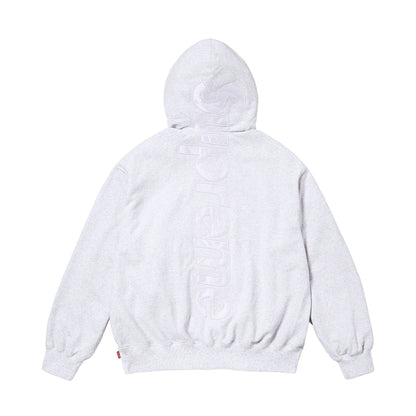 Supreme Satin Appliqué Hoodie 'Ash Grey' — XXS — Side View
