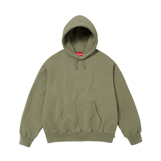 Supreme Satin Appliqué Hoodie 'Light Olive' — XXS — Front View