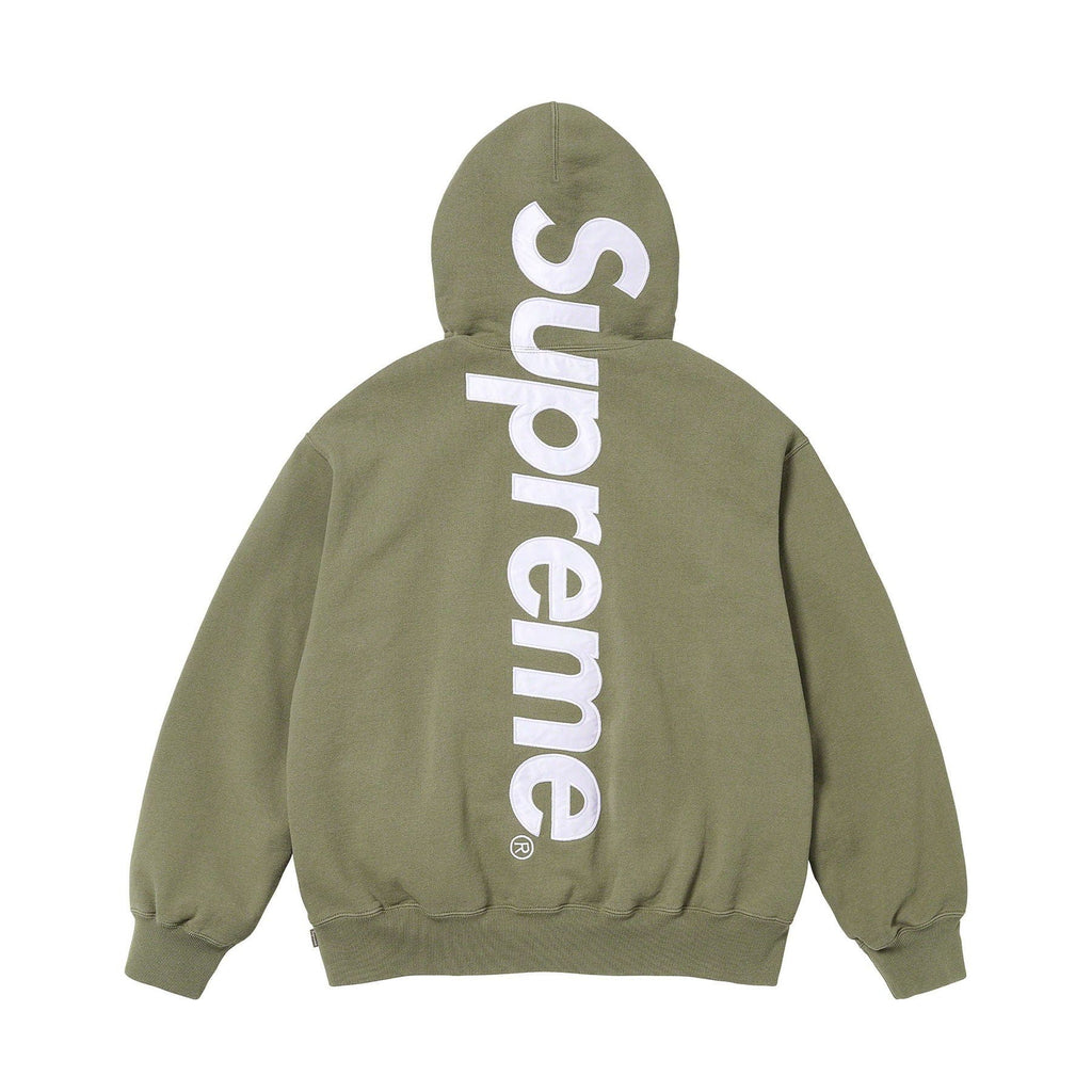 Supreme Satin Appliqué Hoodie 'Light Olive' — XXS — Side View