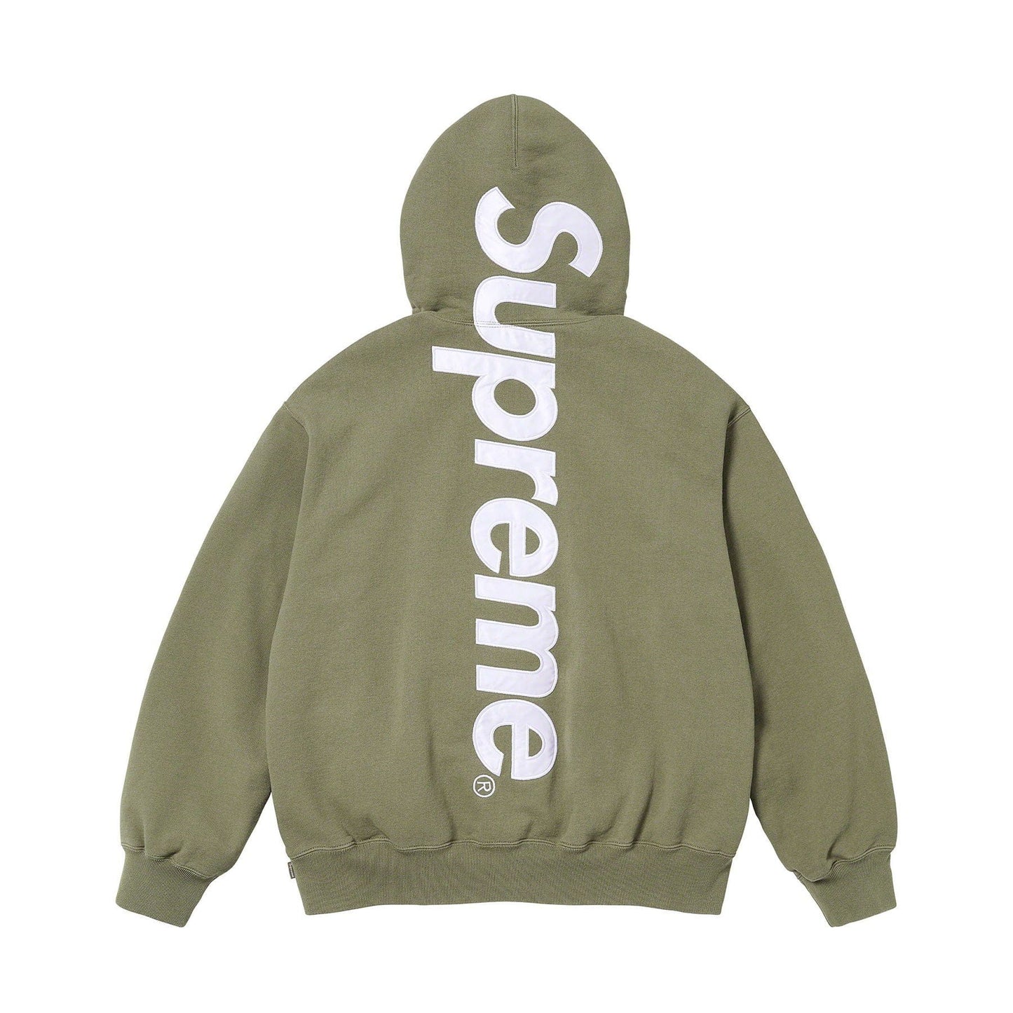 Supreme Satin Appliqué Hoodie 'Light Olive' — XXS — Side View