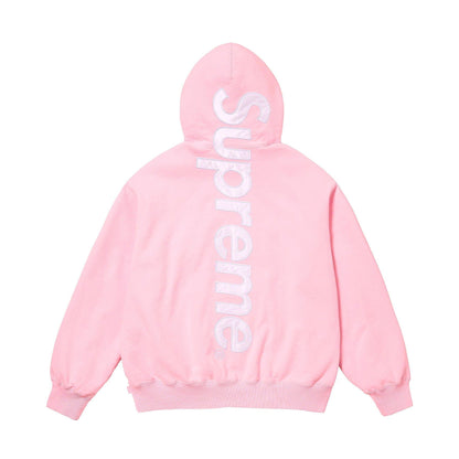 Supreme Satin Appliqué Hoodie 'Light Pink' — XXS — Side View