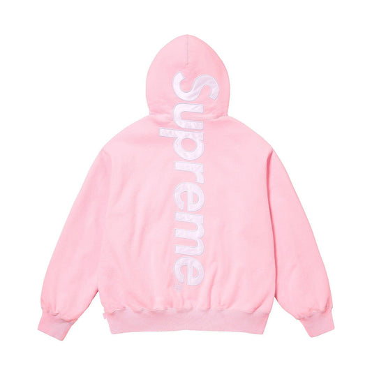 Supreme Satin Appliqué Hoodie 'Light Pink' — XXS — Side View