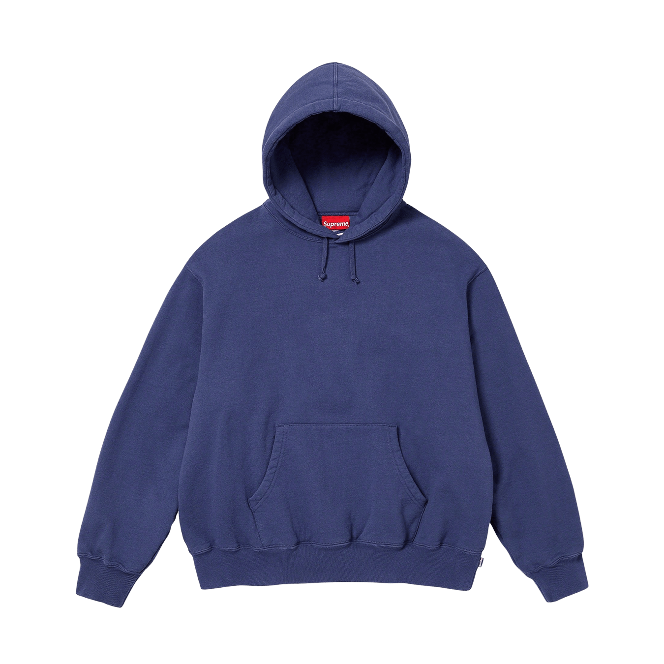 Supreme Satin Appliqué Hoodie 'Washed Navy' — XXS — Front View