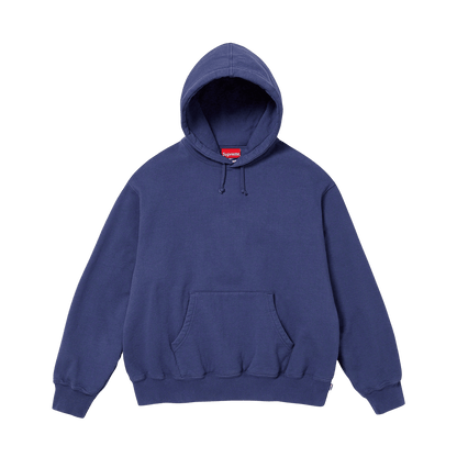 Supreme Satin Appliqué Hoodie 'Washed Navy' — XXS — Front View