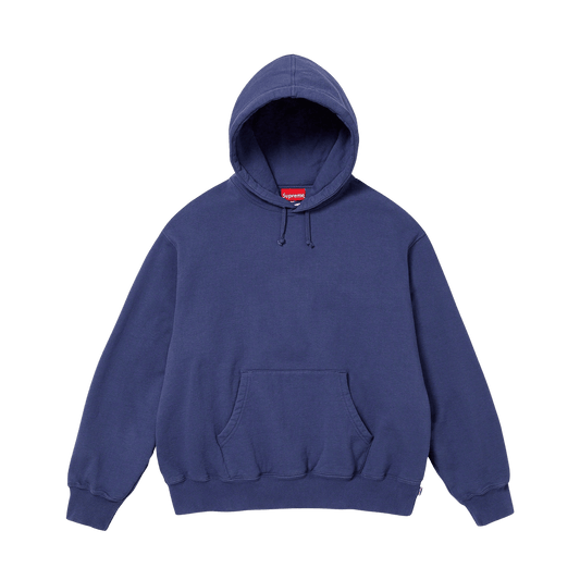 Supreme Satin Appliqué Hoodie 'Washed Navy' — XXS — Front View