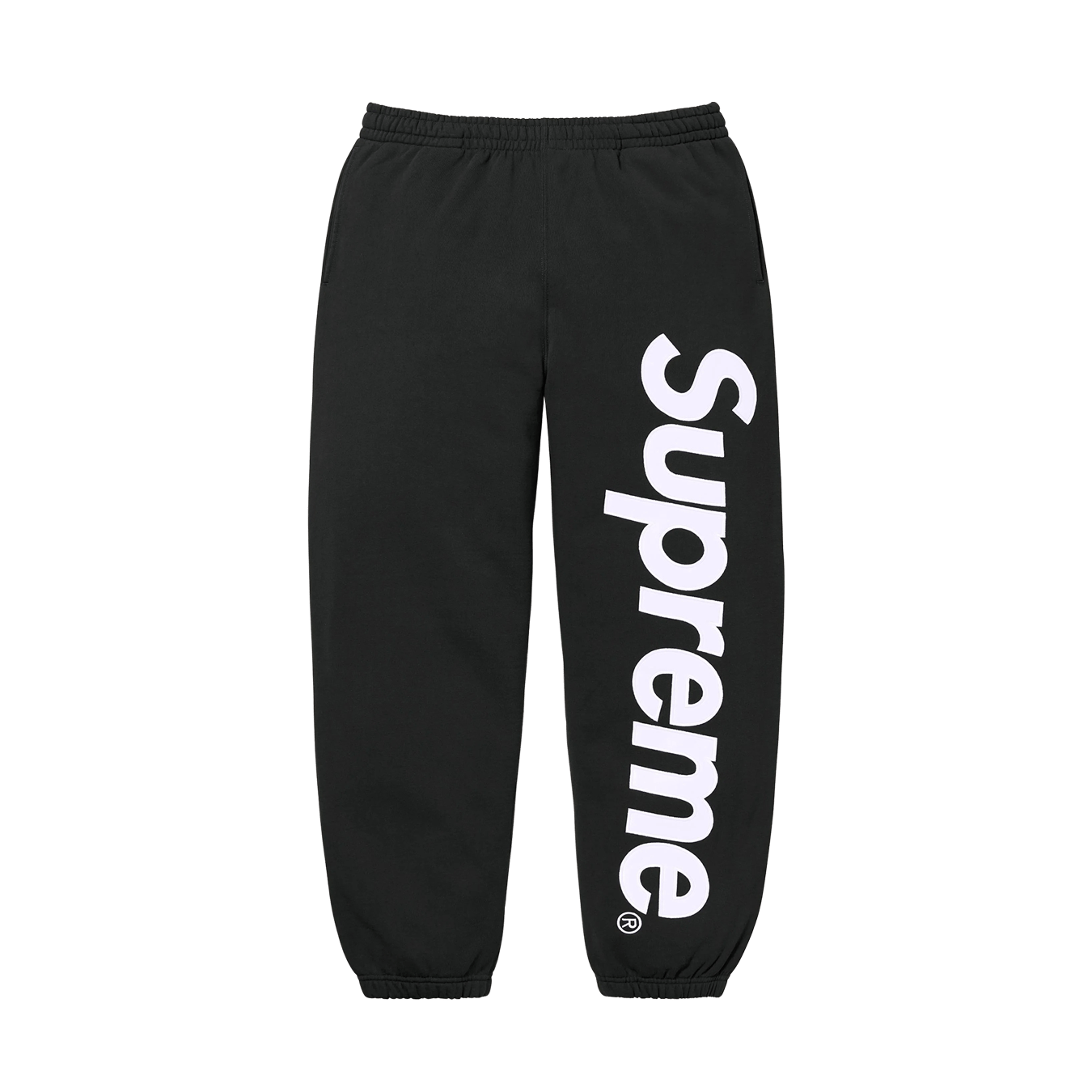 Supreme Satin Appliqué Sweatpant 'Black' — XXS — Front View