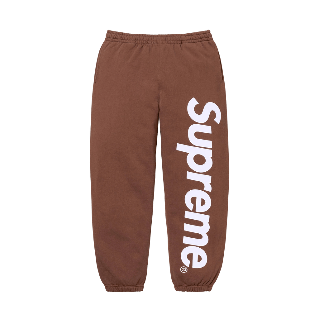 Supreme Satin Appliqué Sweatpant 'Brown' — XXS — Front View