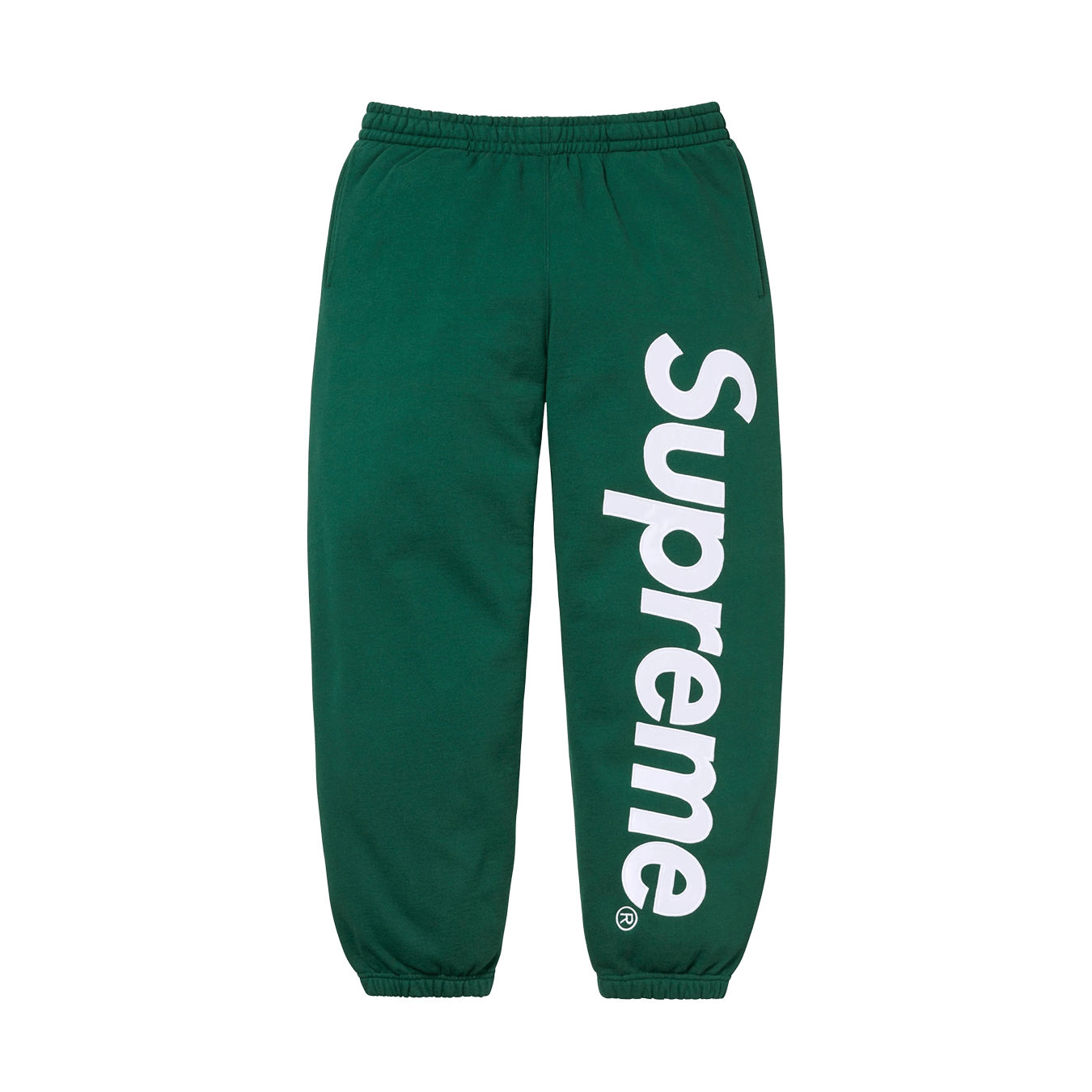 Supreme Satin Appliqué Sweatpant 'Dark Green' — XXS — Front View
