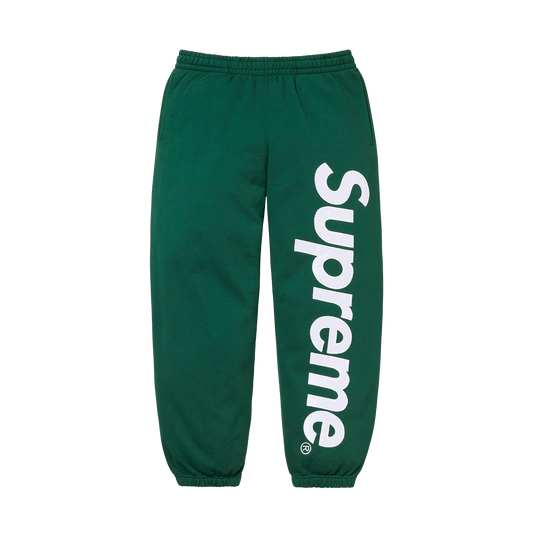 Supreme Satin Appliqué Sweatpant 'Dark Green' — XXS — Front View