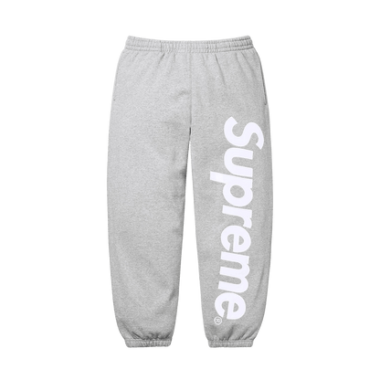 Supreme Satin Appliqué Sweatpant 'Heather Grey' — XXS — Front View