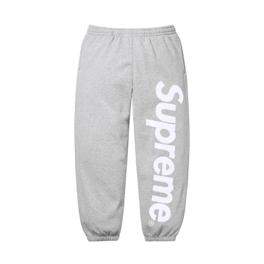 Supreme Satin Appliqué Sweatpant 'Heather Grey' — XXS — Front View