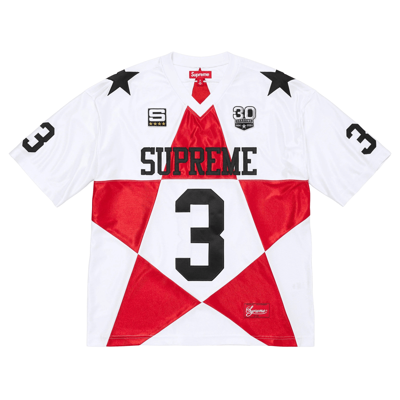 Supreme Star Football Jersey 'White' — XXS — Front View