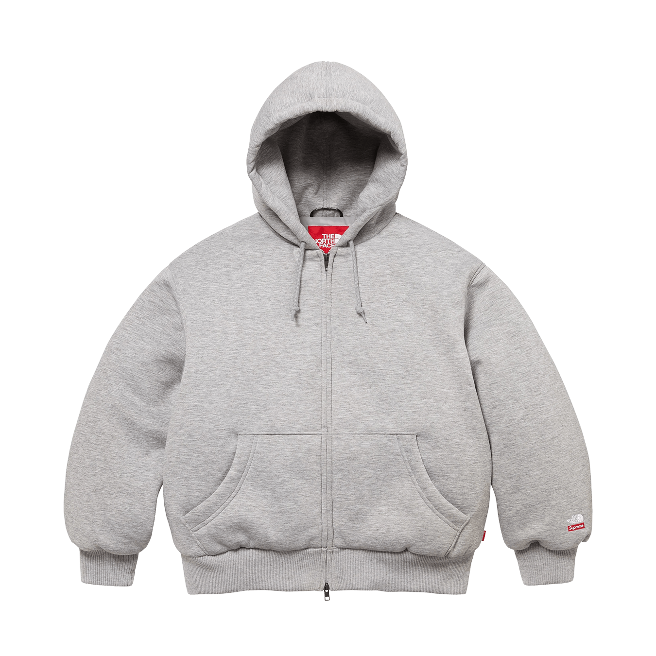 Supreme x The North Face Zip Up Hooded Sweatshirt 'Grey' — XXS — Front View