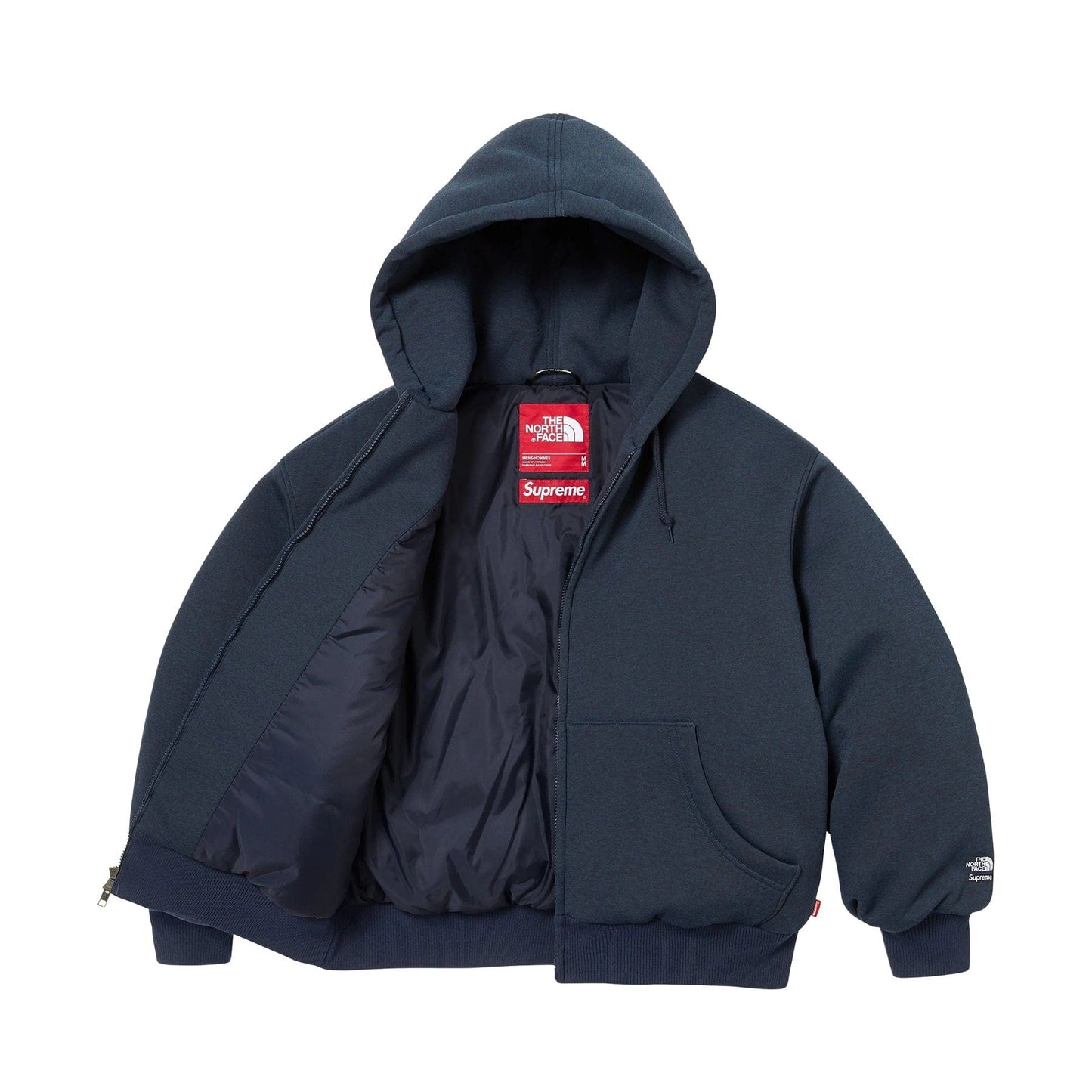 Supreme x The North Face Zip Up Hooded Sweatshirt 'Navy' — XXS — Side View
