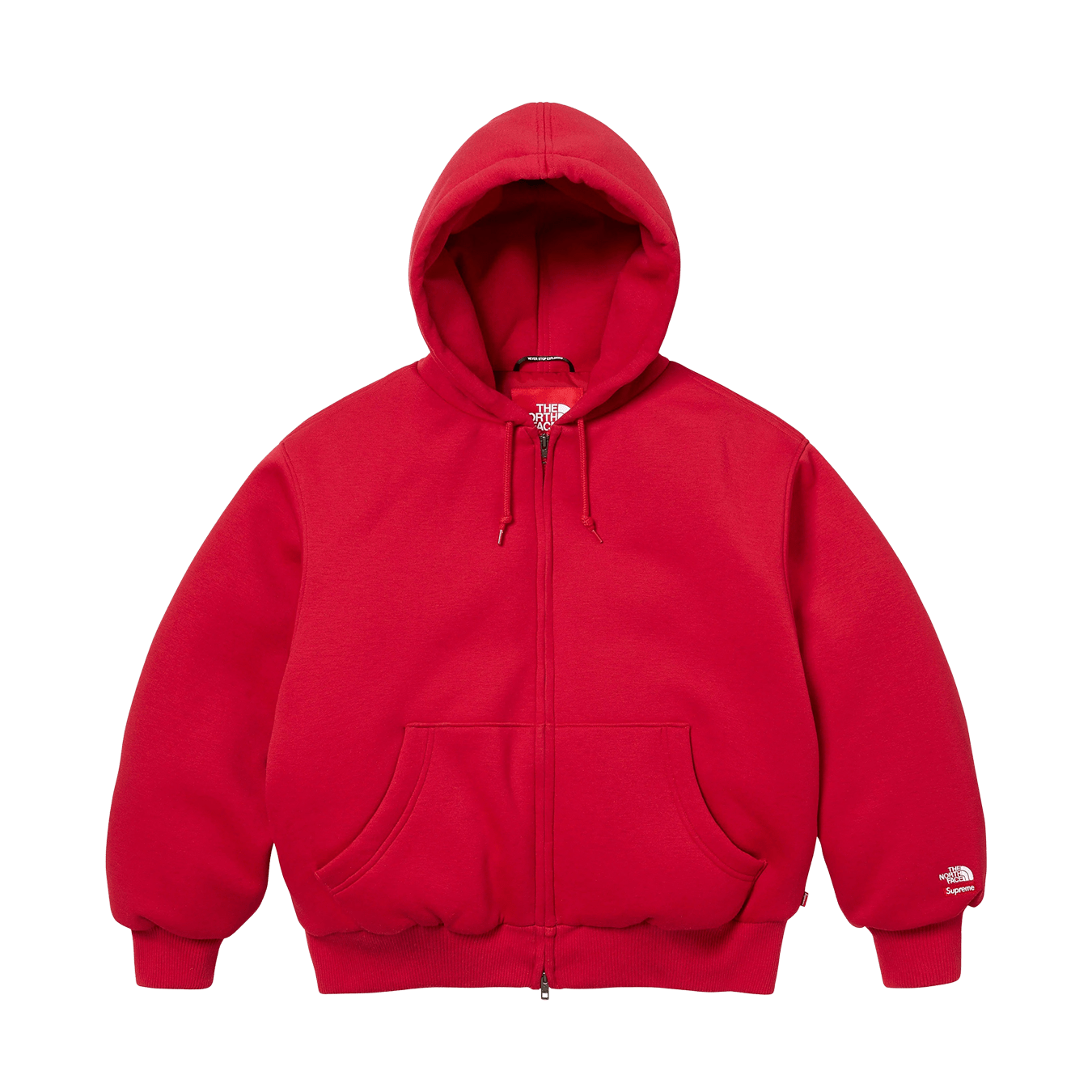 Supreme x The North Face Zip Up Hooded Sweatshirt 'Red' — XXS — Front View