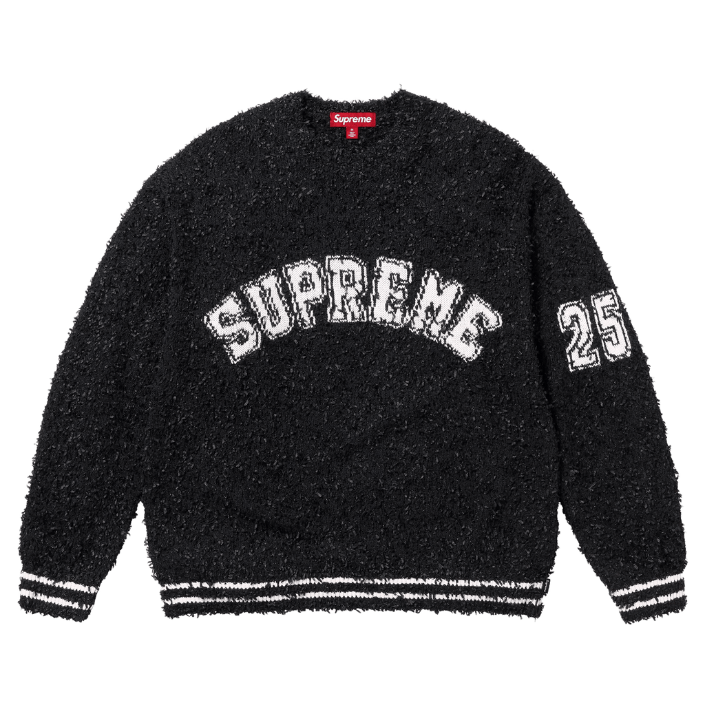 Supreme Textured Arc Sweatshirt 'Black' — XXS — Front View