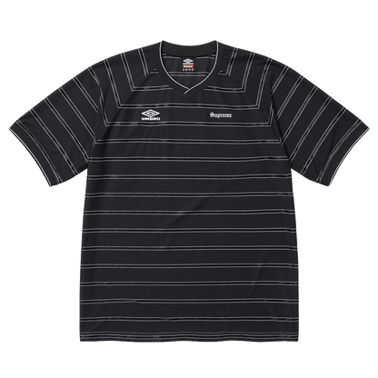 Supreme x Umbro Stripe Soccer Jersey 'Black' — XXS — Front View