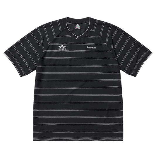 Supreme x Umbro Stripe Soccer Jersey 'Black' — XXS — Front View