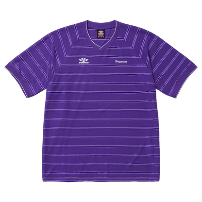 Supreme x Umbro Stripe Soccer Jersey 'Purple' — XXS — Front View