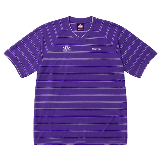 Supreme x Umbro Stripe Soccer Jersey 'Purple' — XXS — Front View