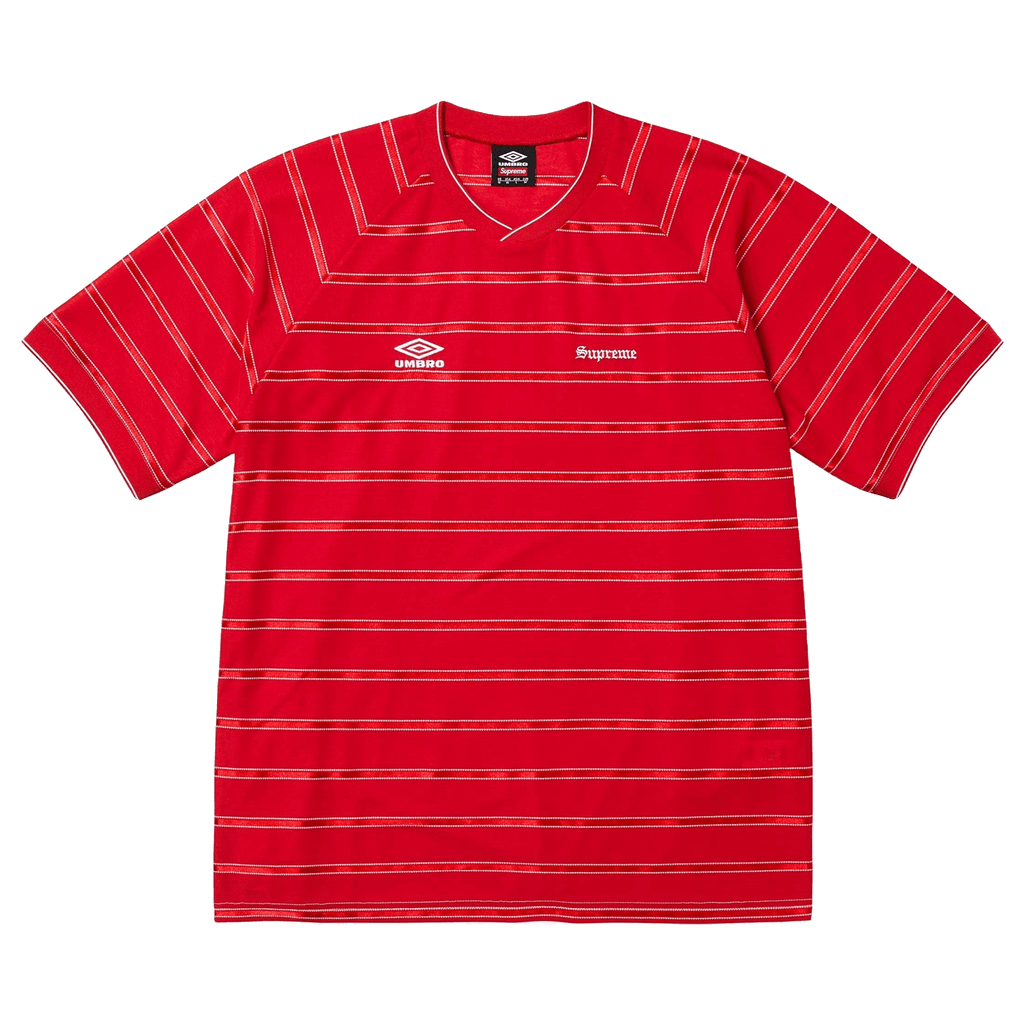 Supreme x Umbro Stripe Soccer Jersey 'Red' — XXS — Front View
