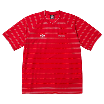 Supreme x Umbro Stripe Soccer Jersey 'Red' — XXS — Front View
