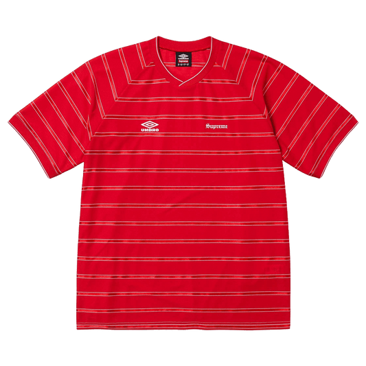 Supreme x Umbro Stripe Soccer Jersey 'Red' — XXS — Front View