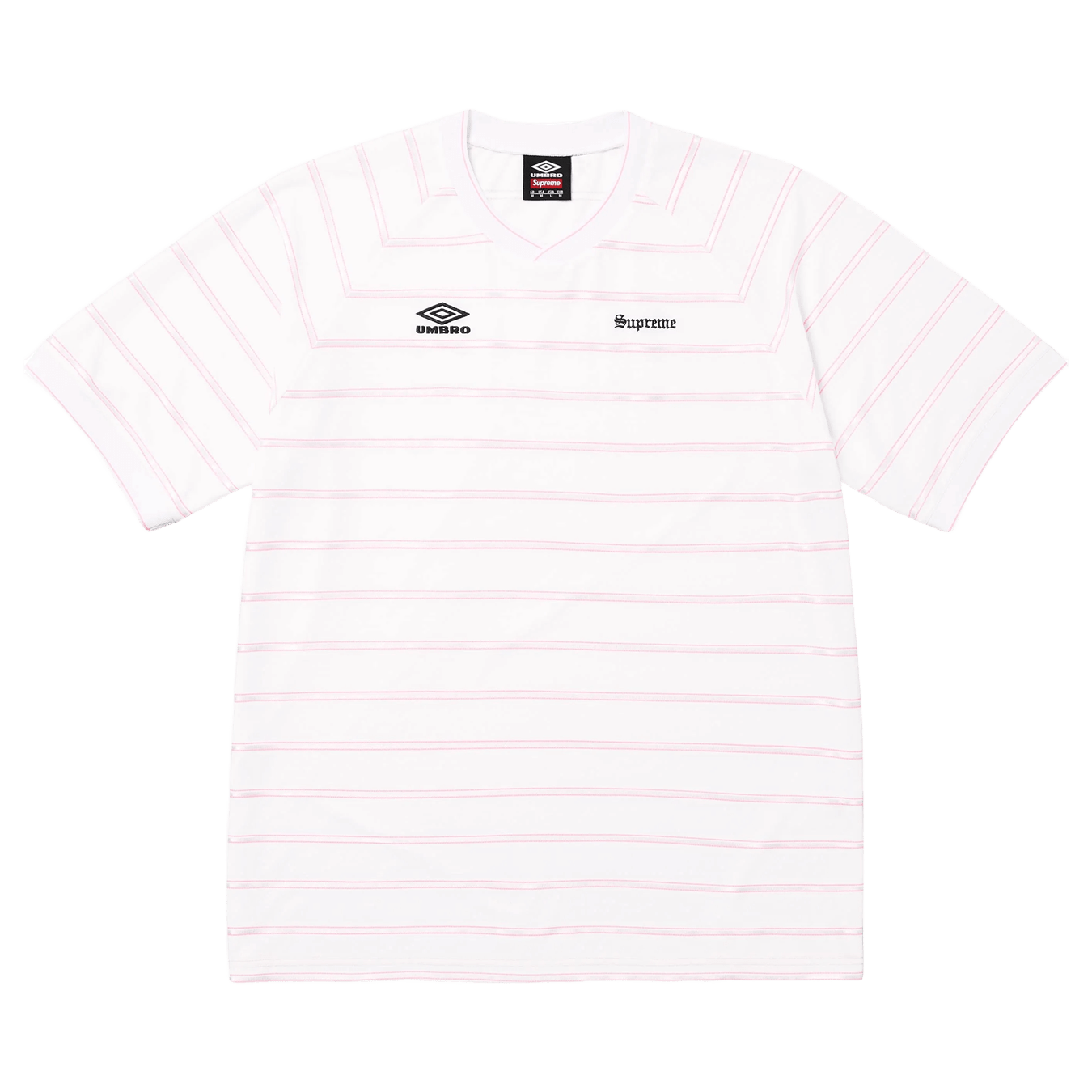 Supreme x Umbro Stripe Soccer Jersey 'White' — XXS — Front View