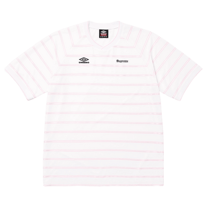 Supreme x Umbro Stripe Soccer Jersey 'White' — XXS — Front View