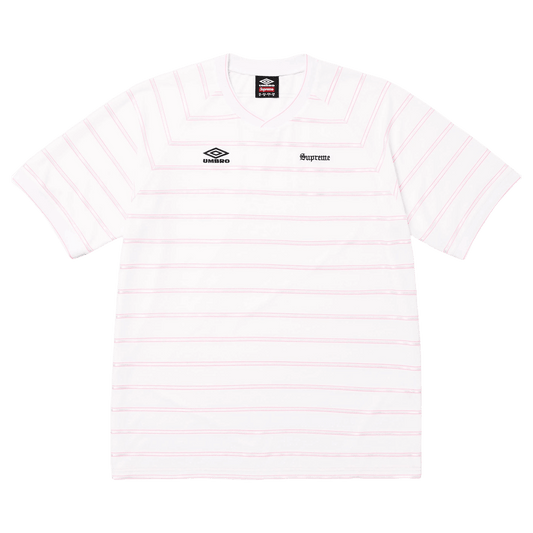 Supreme x Umbro Stripe Soccer Jersey 'White' — XXS — Front View