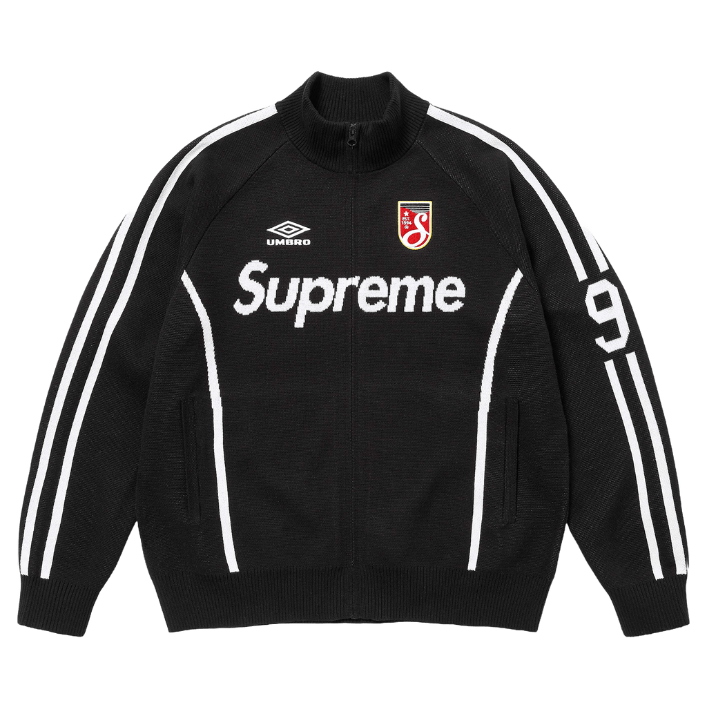 Supreme x Umbro Zip-Up Sweatshirt 'Black' — XXS — Front View